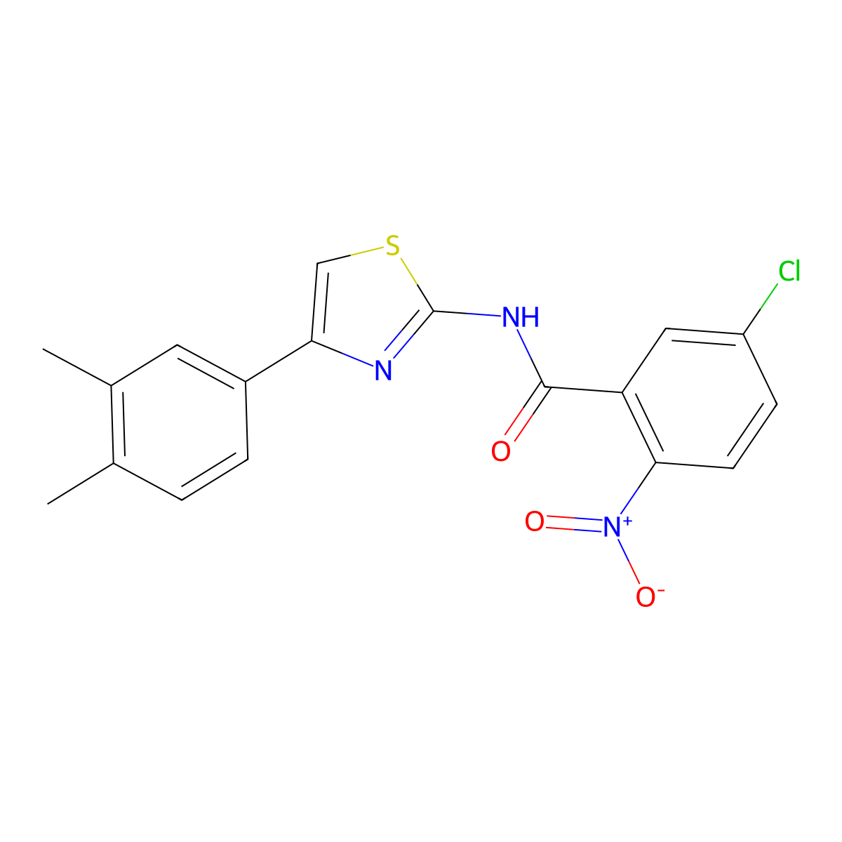 5-chloro-N-[4-(3,4-dimethylphenyl)-1,3-thiazol-2-yl]-2-nitrobenzamide molecular structure, CAS 476282-67-4