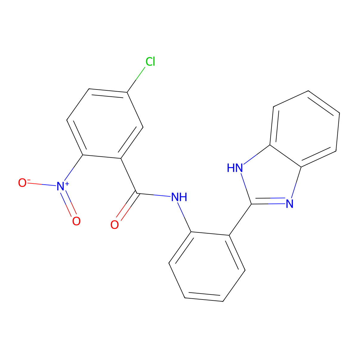 N-(2-(1H-benzo[d]imidazol-2-yl)phenyl)-5-chloro-2-nitrobenzamide molecular structure, CAS 476282-85-6