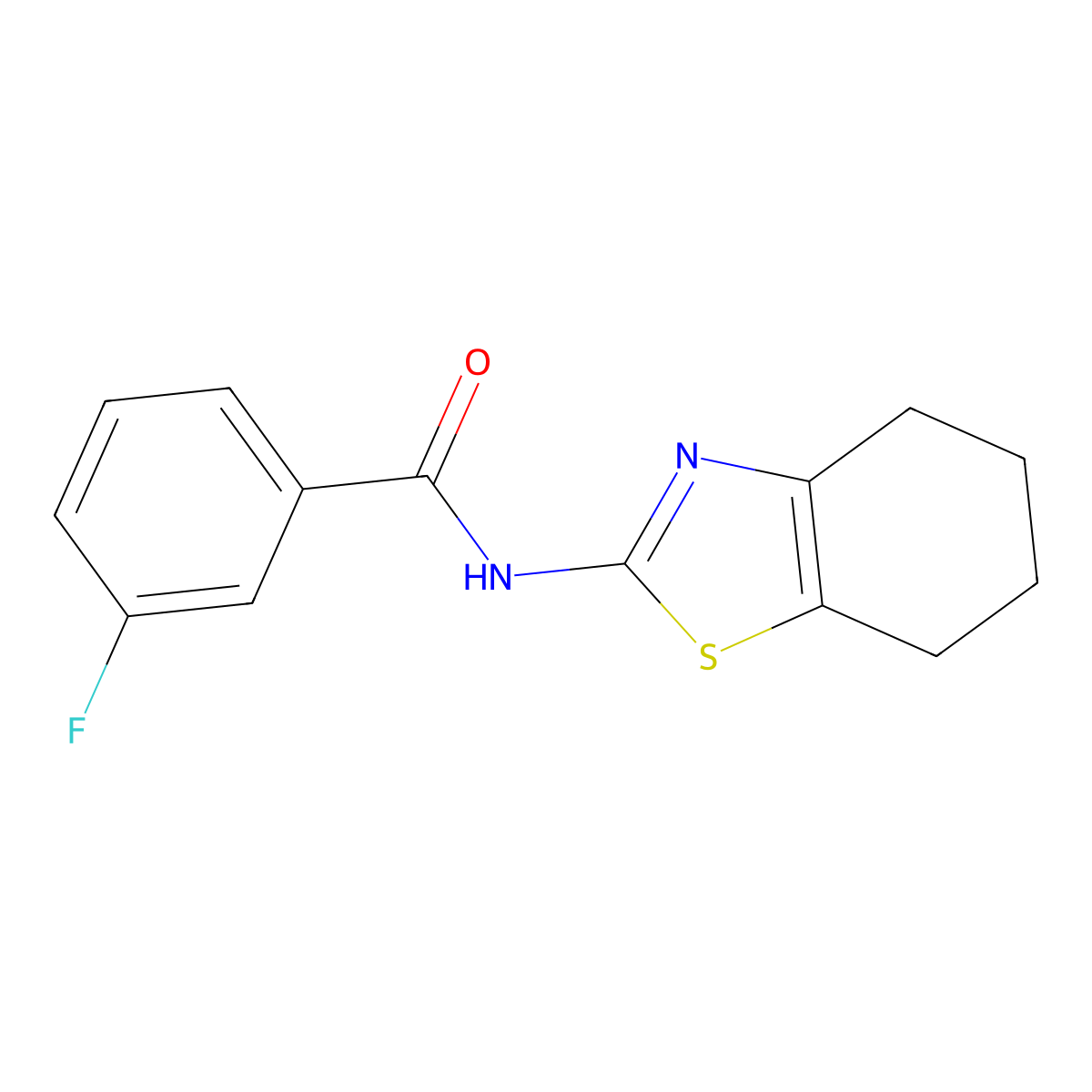 3-fluoro-N-(4,5,6,7-tetrahydro-1,3-benzothiazol-2-yl)benzamide molecular structure, CAS 476283-02-0