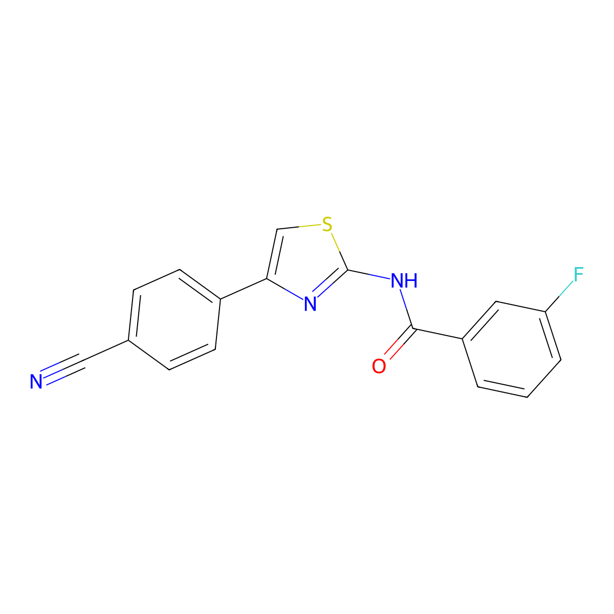 N-[4-(4-cyanophenyl)-1,3-thiazol-2-yl]-3-fluorobenzamide molecular structure, CAS 476283-16-6