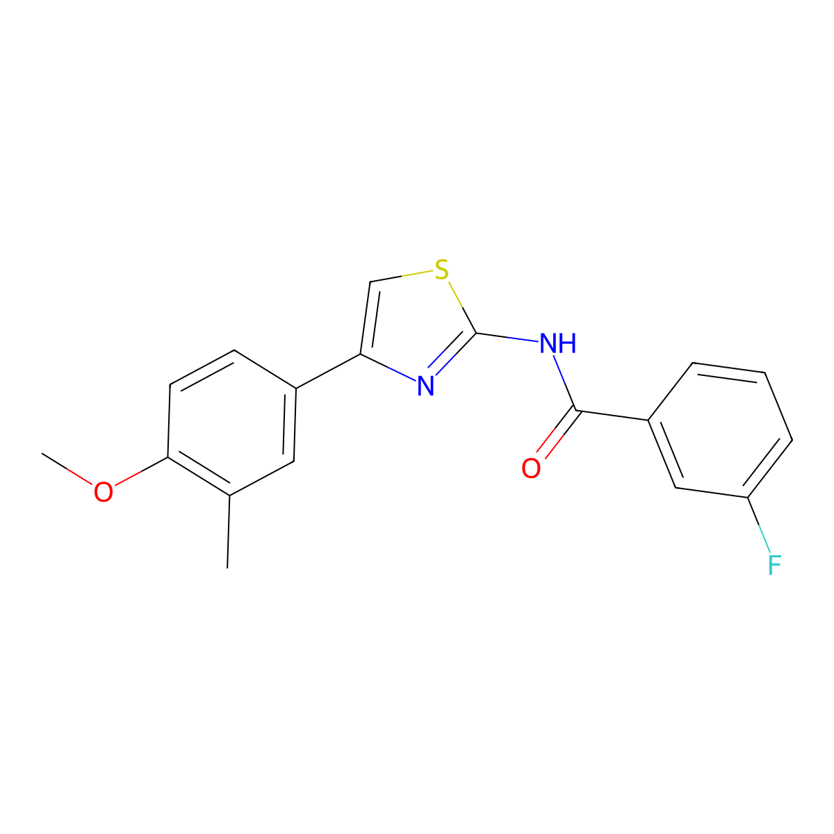3-fluoro-N-[4-(4-methoxy-3-methylphenyl)-1,3-thiazol-2-yl]benzamide molecular structure, CAS 476283-24-6