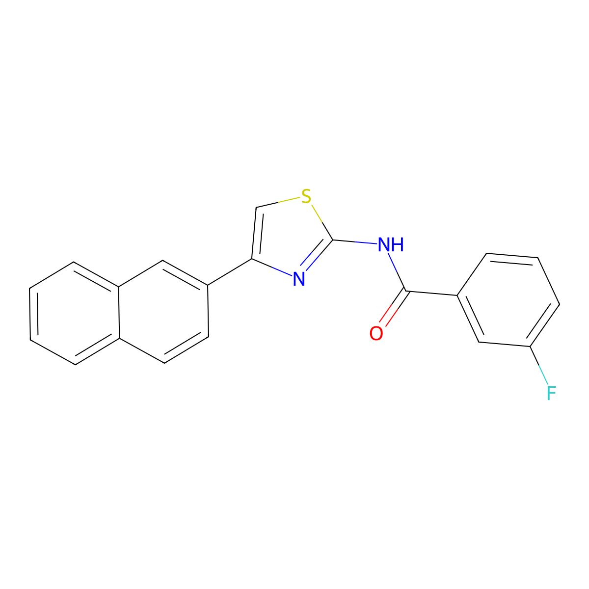 3-fluoro-N-(4-(naphthalen-2-yl)thiazol-2-yl)benzamide molecular structure, CAS 476283-25-7