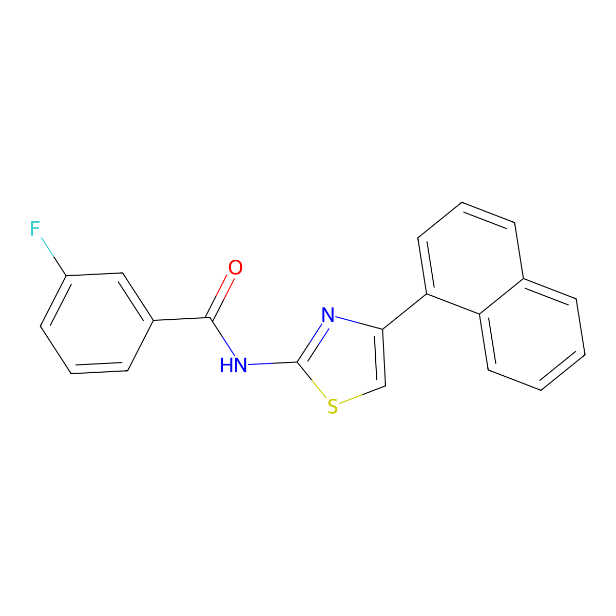 3-fluoro-N-(4-(naphthalen-1-yl)thiazol-2-yl)benzamide molecular structure, CAS 476283-26-8