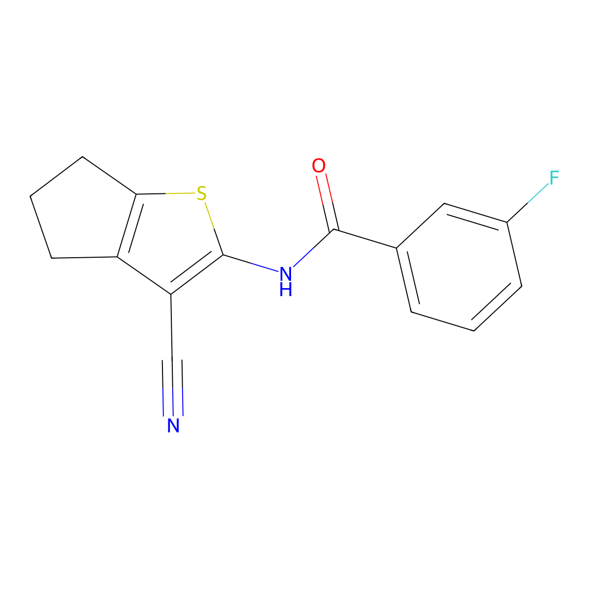 N-(3-cyano-5,6-dihydro-4H-cyclopenta[b]thiophen-2-yl)-3-fluorobenzamide molecular structure, CAS 476283-35-9