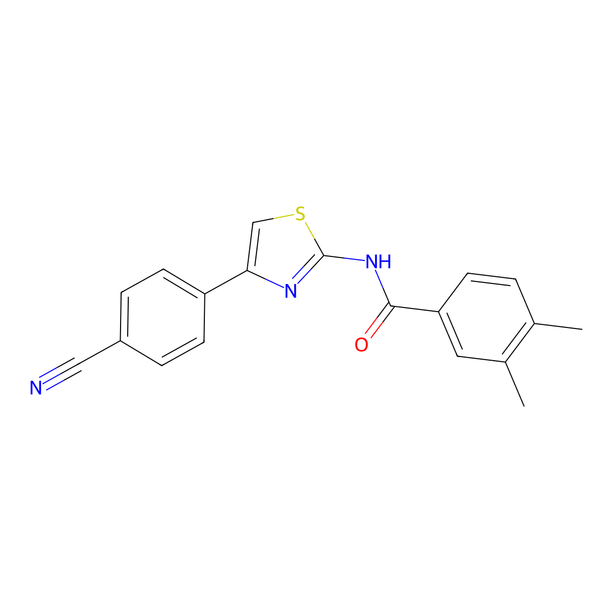 N-[4-(4-cyanophenyl)-1,3-thiazol-2-yl]-3,4-dimethylbenzamide molecular structure, CAS 476283-65-5