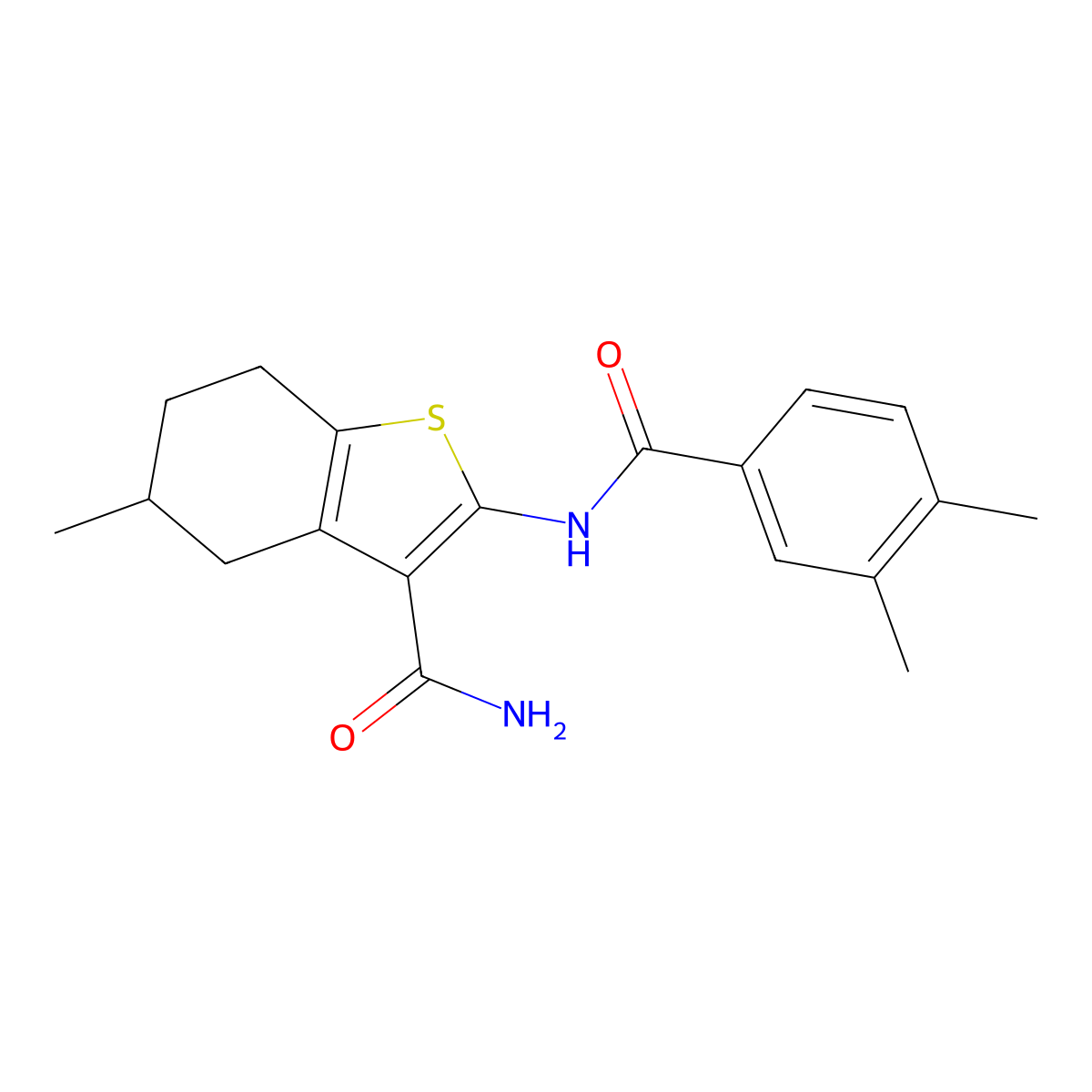 2-(3,4-Dimethylbenzamido)-5-methyl-4,5,6,7-tetrahydrobenzo[b]thiophene-3-carboxamide molecular structure, CAS 476284-02-3