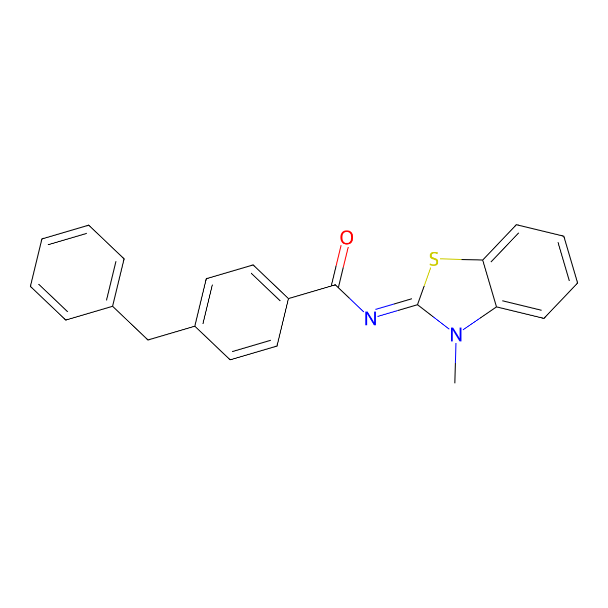 4-benzyl-N-(3-methyl-1,3-benzothiazol-2-ylidene)benzamide molecular structure, CAS 476284-32-9