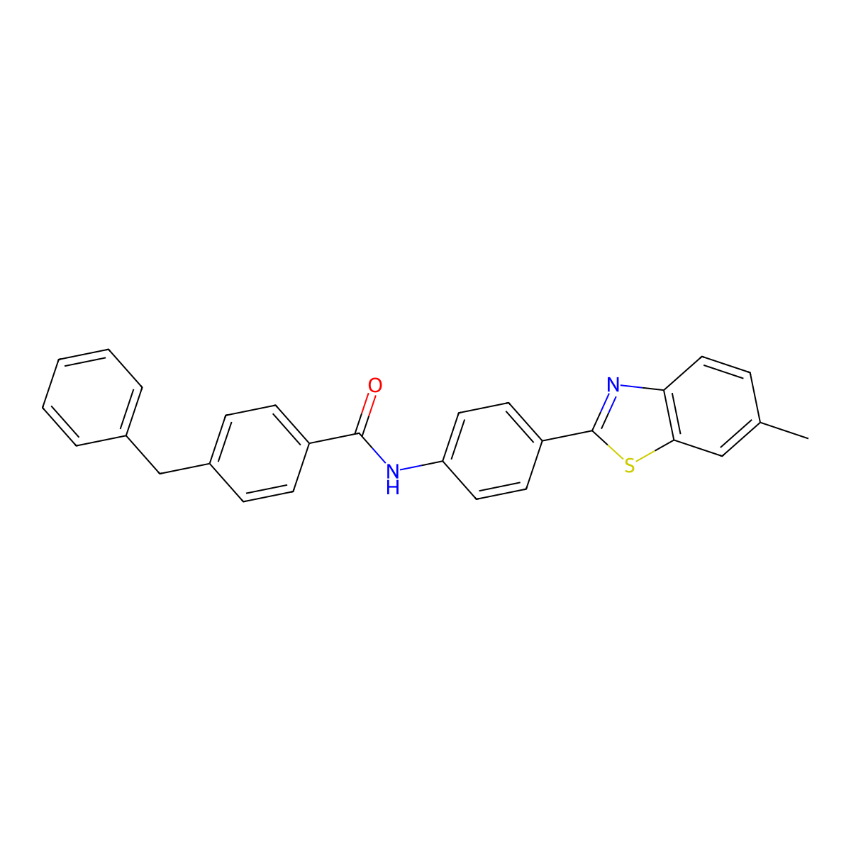 4-benzyl-N-[4-(6-methyl-1,3-benzothiazol-2-yl)phenyl]benzamide molecular structure, CAS 476284-33-0