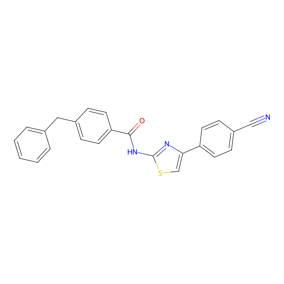 4-benzyl-N-[4-(4-cyanophenyl)-1,3-thiazol-2-yl]benzamide molecular structure, CAS 476284-53-4