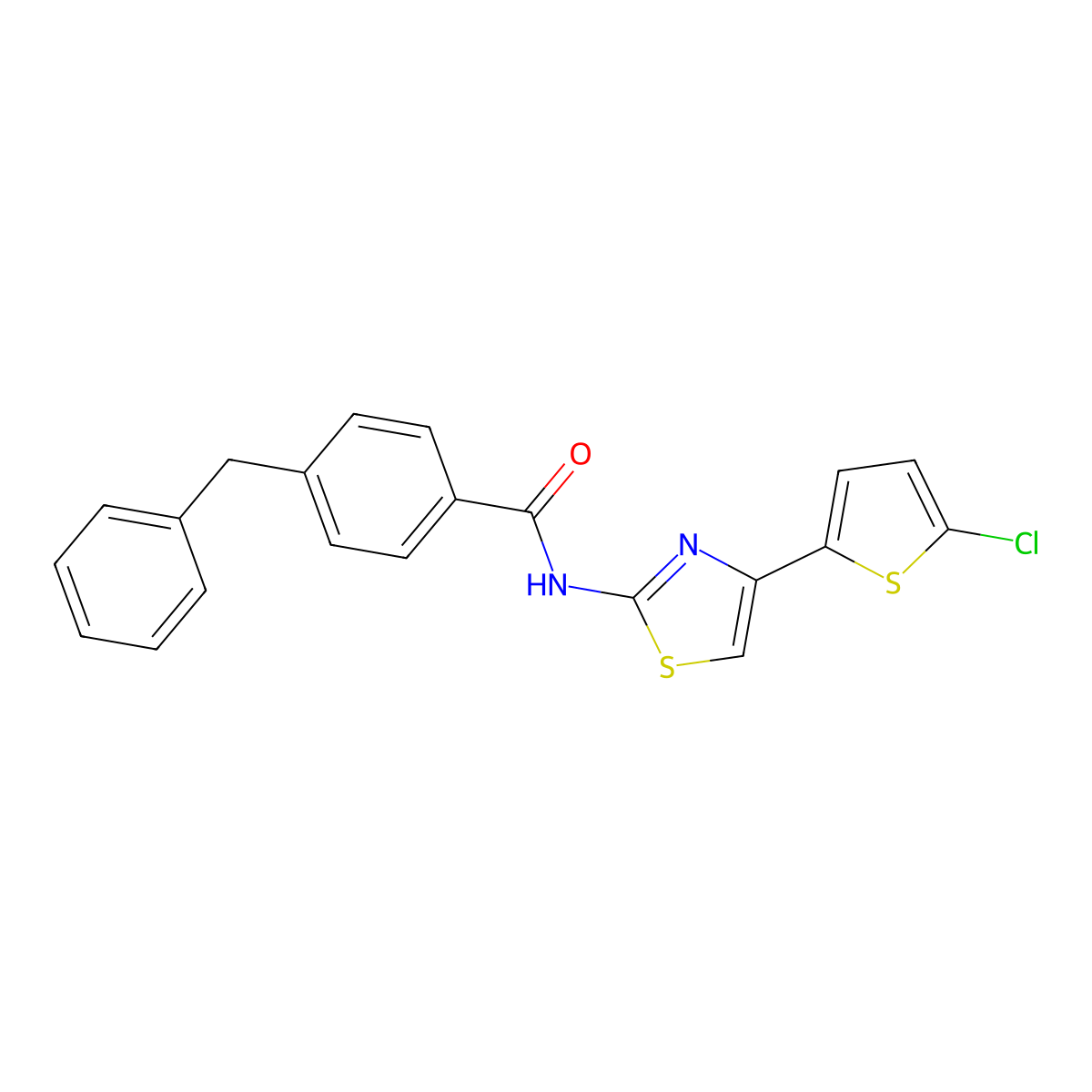 4-benzyl-N-[4-(5-chlorothiophen-2-yl)-1,3-thiazol-2-yl]benzamide molecular structure, CAS 476284-57-8