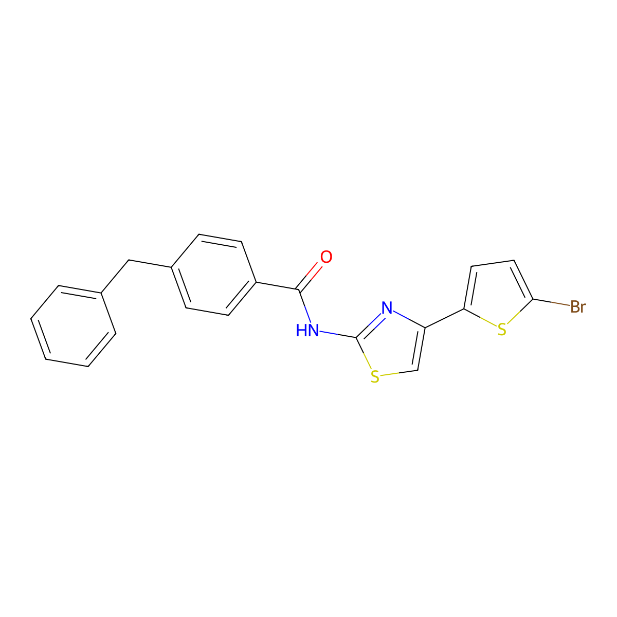 4-benzyl-N-[4-(5-bromothiophen-2-yl)-1,3-thiazol-2-yl]benzamide molecular structure, CAS 476284-58-9