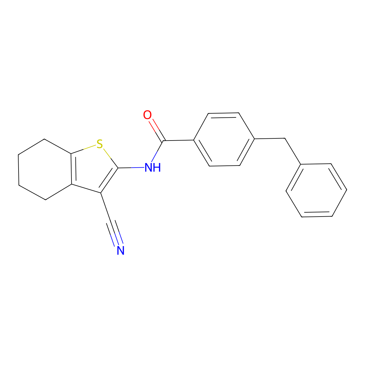 4-benzyl-N-(3-cyano-4,5,6,7-tetrahydro-1-benzothiophen-2-yl)benzamide molecular structure, CAS 476284-77-2