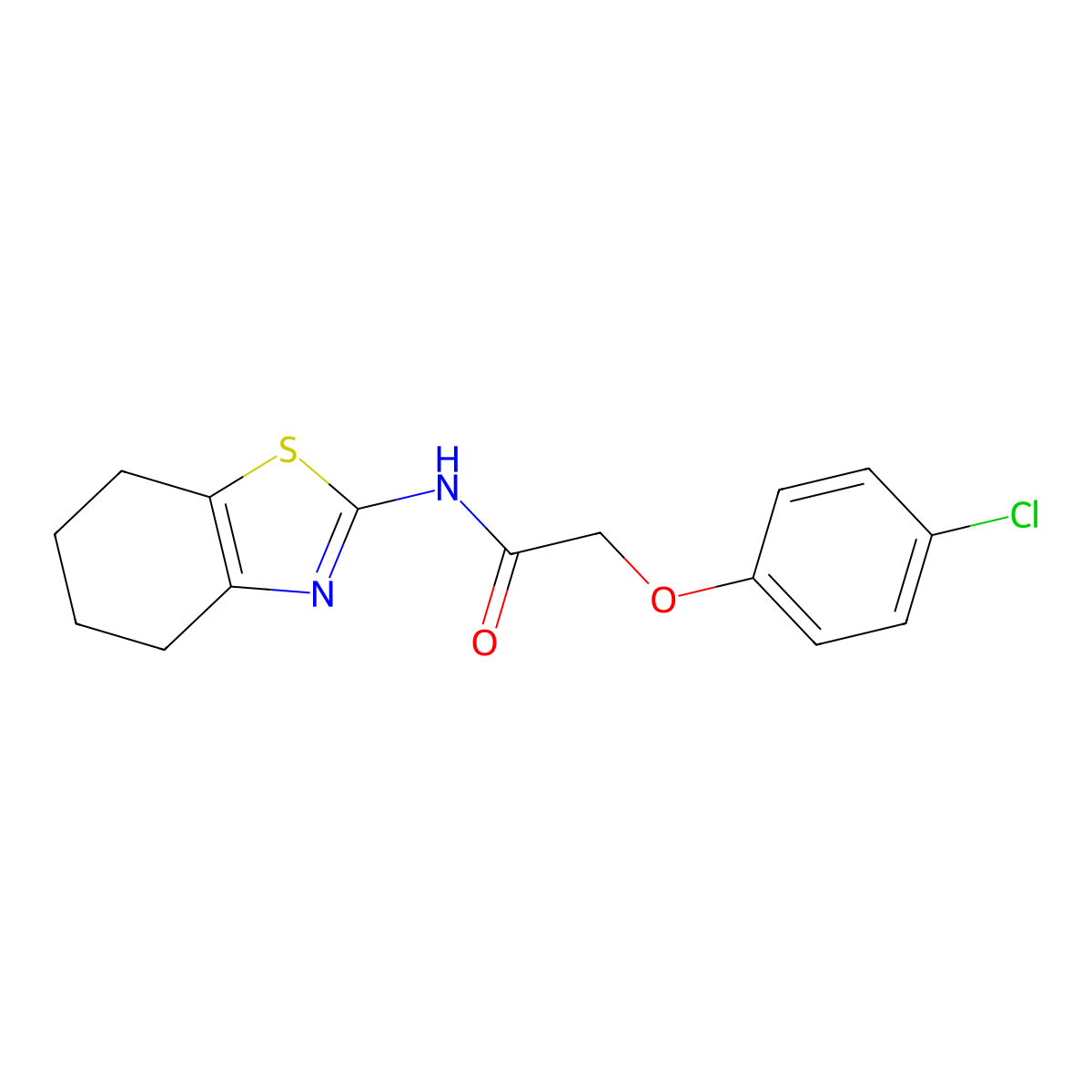 2-(4-chlorophenoxy)-N-(4,5,6,7-tetrahydro-1,3-benzothiazol-2-yl)acetamide molecular structure, CAS 476284-88-5