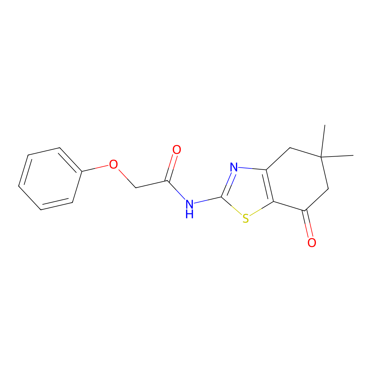 N-(5,5-dimethyl-7-oxo-4,5,6,7-tetrahydrobenzo[d]thiazol-2-yl)-2-phenoxyacetamide molecular structure, CAS 476285-17-3
