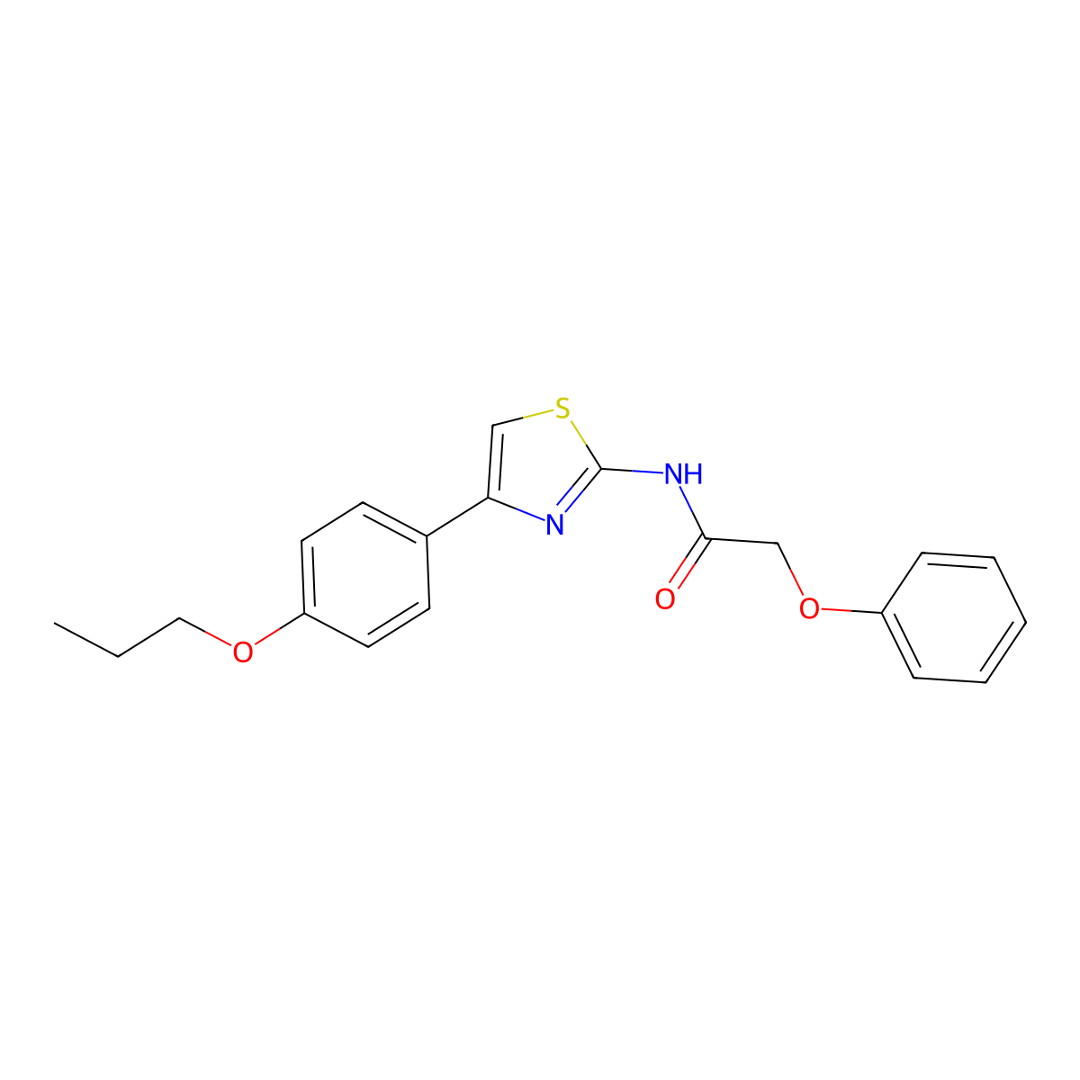 2-phenoxy-N-[4-(4-propoxyphenyl)-1,3-thiazol-2-yl]acetamide molecular structure, CAS 476285-27-5