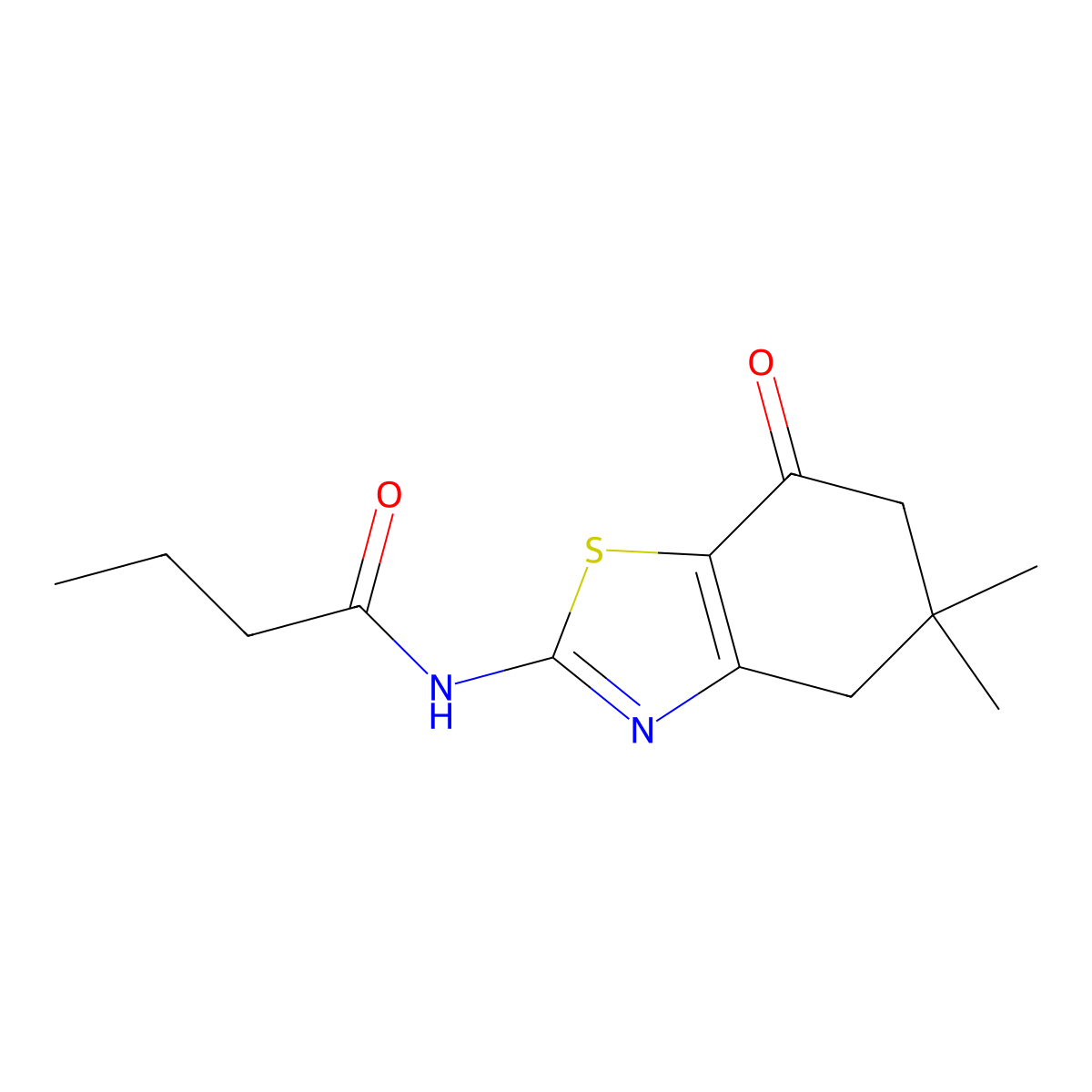 N-(5,5-dimethyl-7-oxo-4,5,6,7-tetrahydro-1,3-benzothiazol-2-yl)butanamide molecular structure, CAS 476285-71-9
