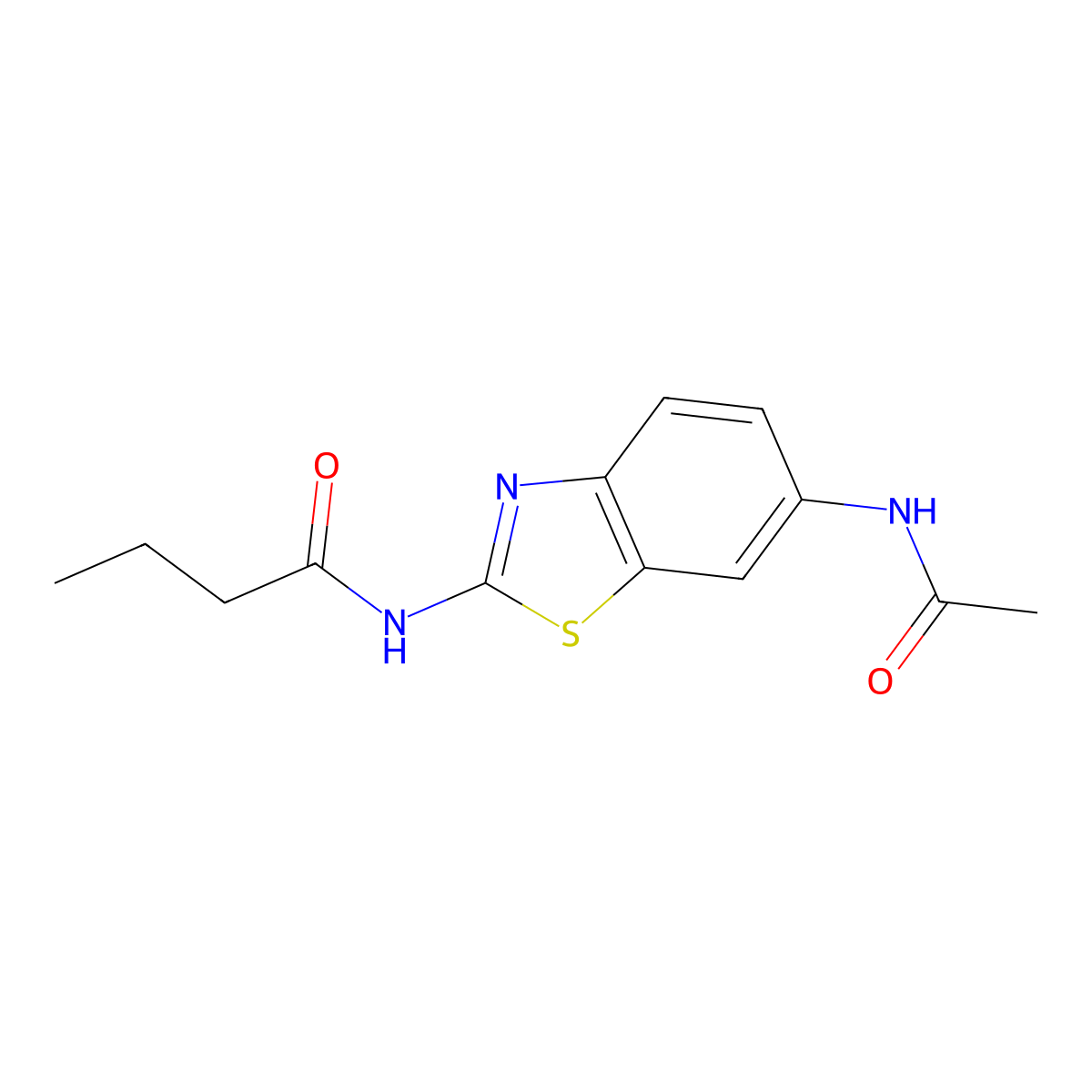 N-[6-(acetylamino)-1,3-benzothiazol-2-yl]butanamide molecular structure, CAS 476285-72-0