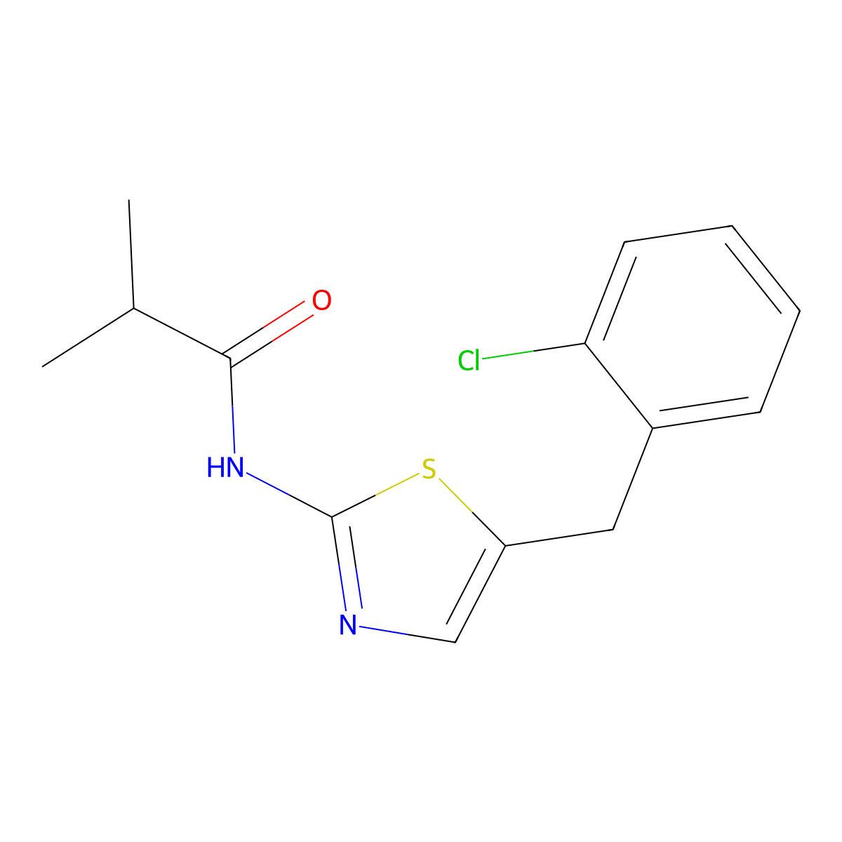 N-(5-(2-chlorobenzyl)thiazol-2-yl)isobutyramide molecular structure, CAS 476292-48-5