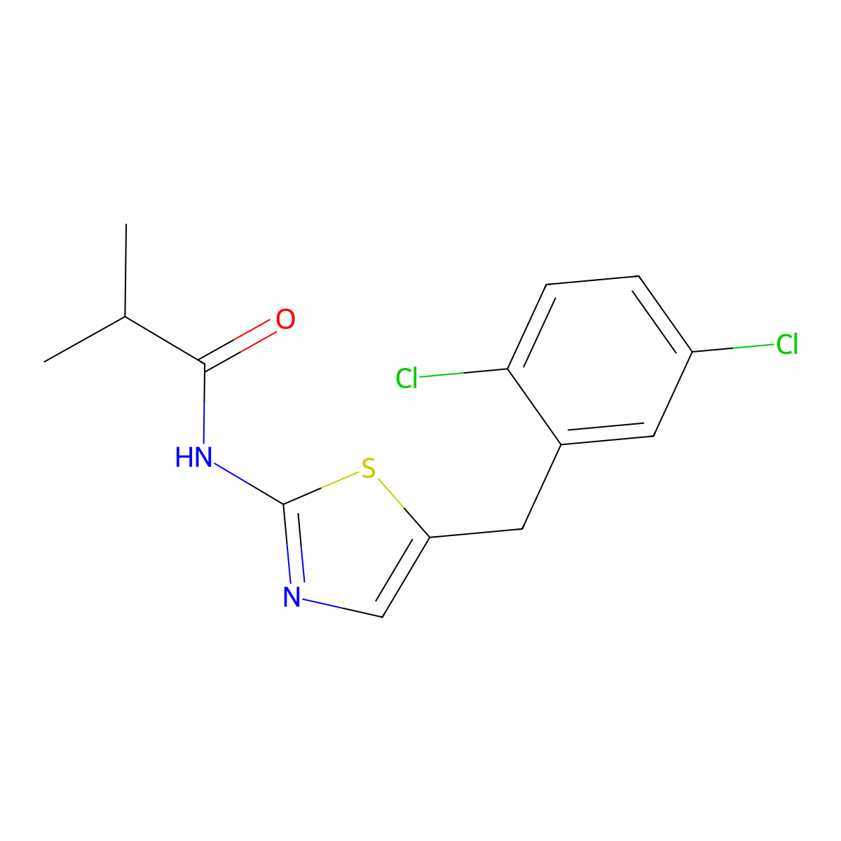 N-[5-(2,5-dichlorobenzyl)-1,3-thiazol-2-yl]-2-methylpropanamide molecular structure, CAS 476292-49-6