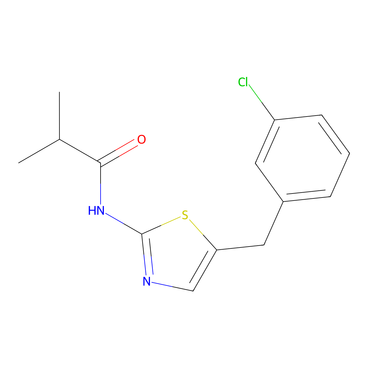 N-[5-(3-chlorobenzyl)-1,3-thiazol-2-yl]-2-methylpropanamide molecular structure, CAS 476292-50-9