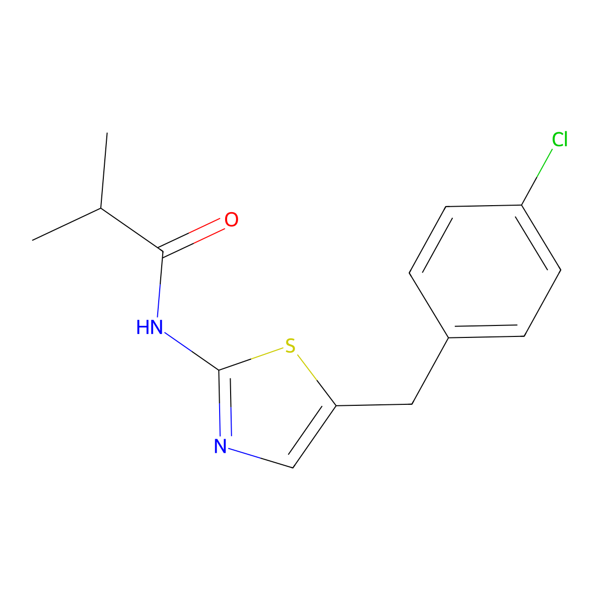 N-[5-(4-chlorobenzyl)-1,3-thiazol-2-yl]-2-methylpropanamide molecular structure, CAS 476292-52-1