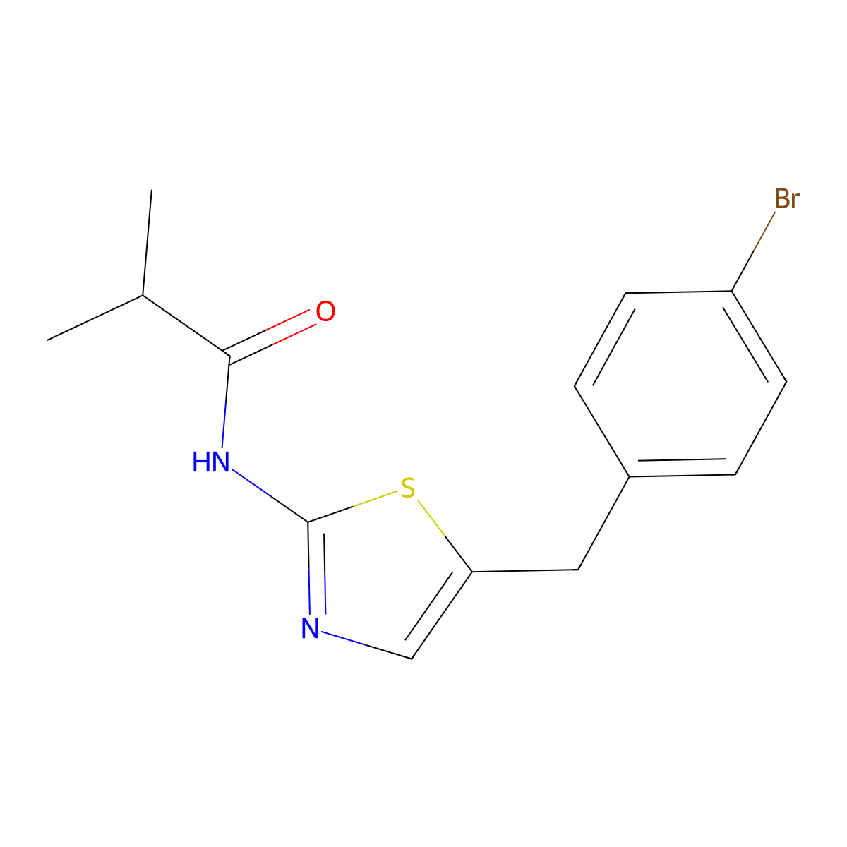 N-(5-(4-bromobenzyl)thiazol-2-yl)isobutyramide molecular structure, CAS 476292-53-2
