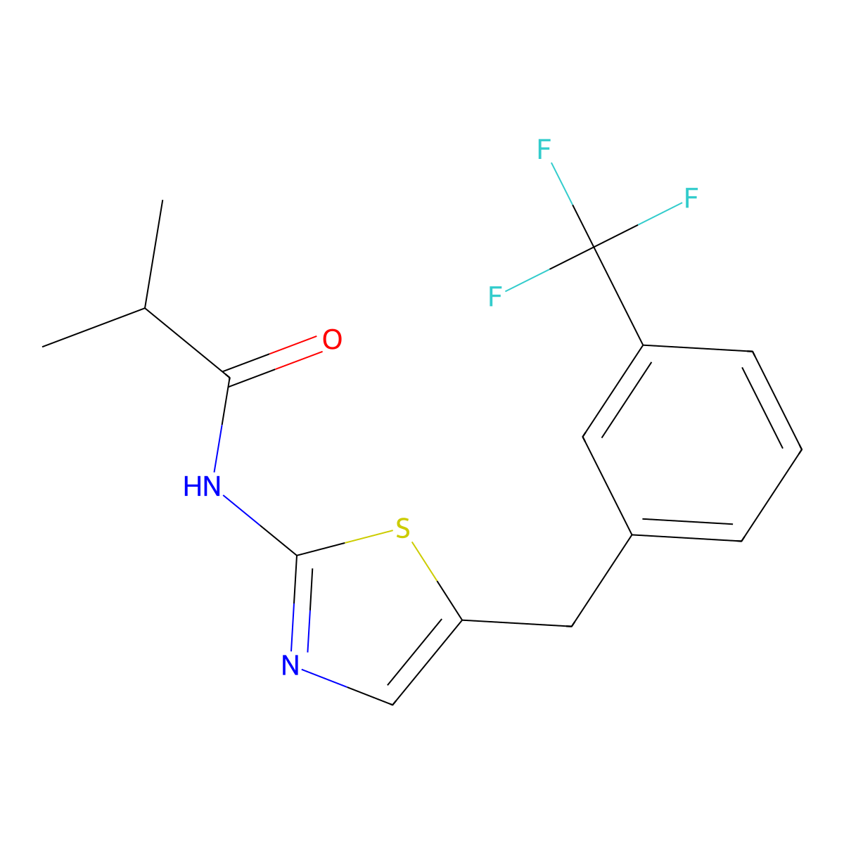 N-(5-(3-(trifluoromethyl)benzyl)thiazol-2-yl)isobutyramide molecular structure, CAS 476292-57-6