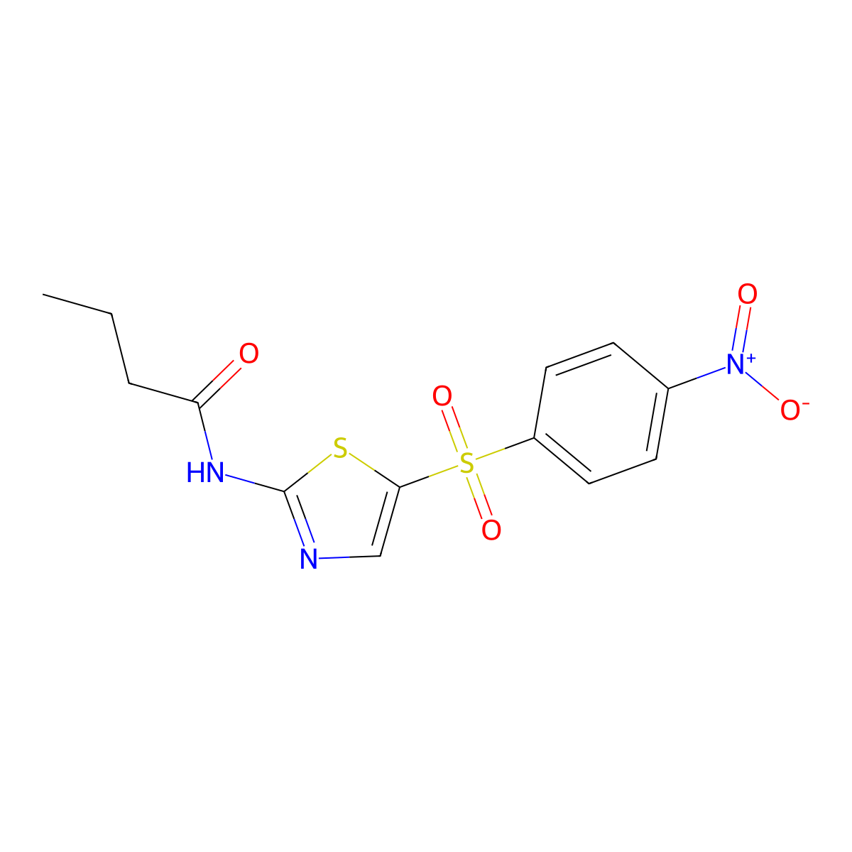 N-(5-((4-nitrophenyl)sulfonyl)thiazol-2-yl)butyramide molecular structure, CAS 476293-77-3