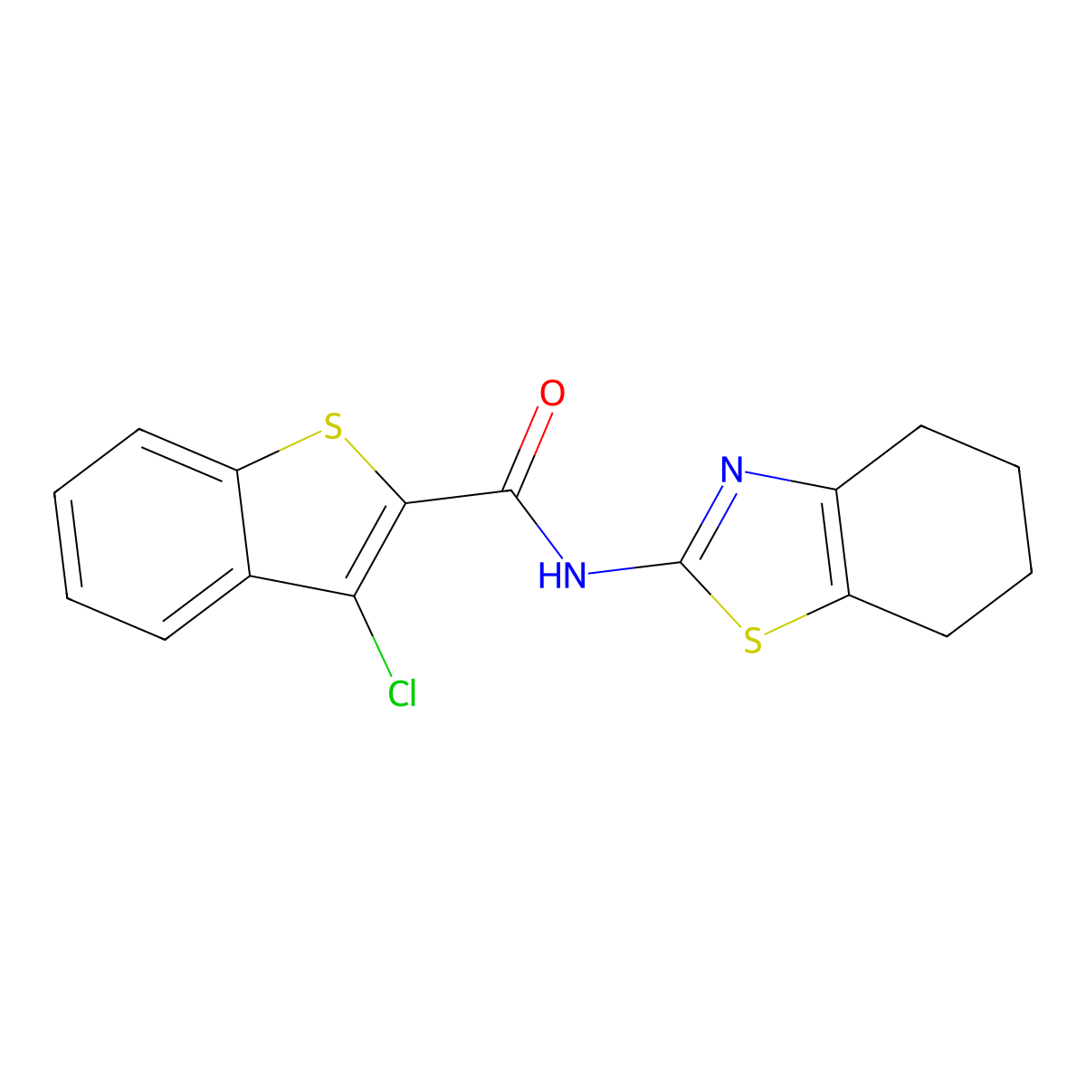 3-chloro-N-(4,5,6,7-tetrahydro-1,3-benzothiazol-2-yl)-1-benzothiophene-2-carboxamide molecular structure, CAS 476293-80-8