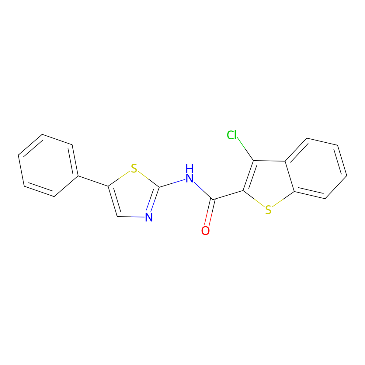 3-chloro-N-(5-phenyl-1,3-thiazol-2-yl)-1-benzothiophene-2-carboxamide molecular structure, CAS 476293-81-9