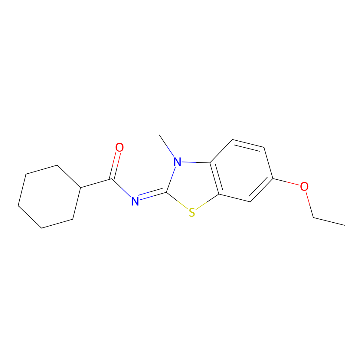 N-(6-ethoxy-3-methyl-1,3-benzothiazol-2-ylidene)cyclohexanecarboxamide molecular structure, CAS 476295-15-5