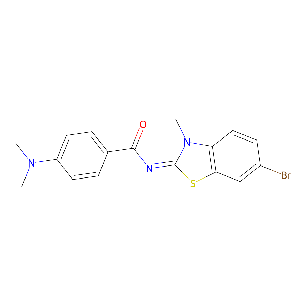 N-(6-bromo-3-methyl-1,3-benzothiazol-2-ylidene)-4-(dimethylamino)benzamide molecular structure, CAS 476295-23-5