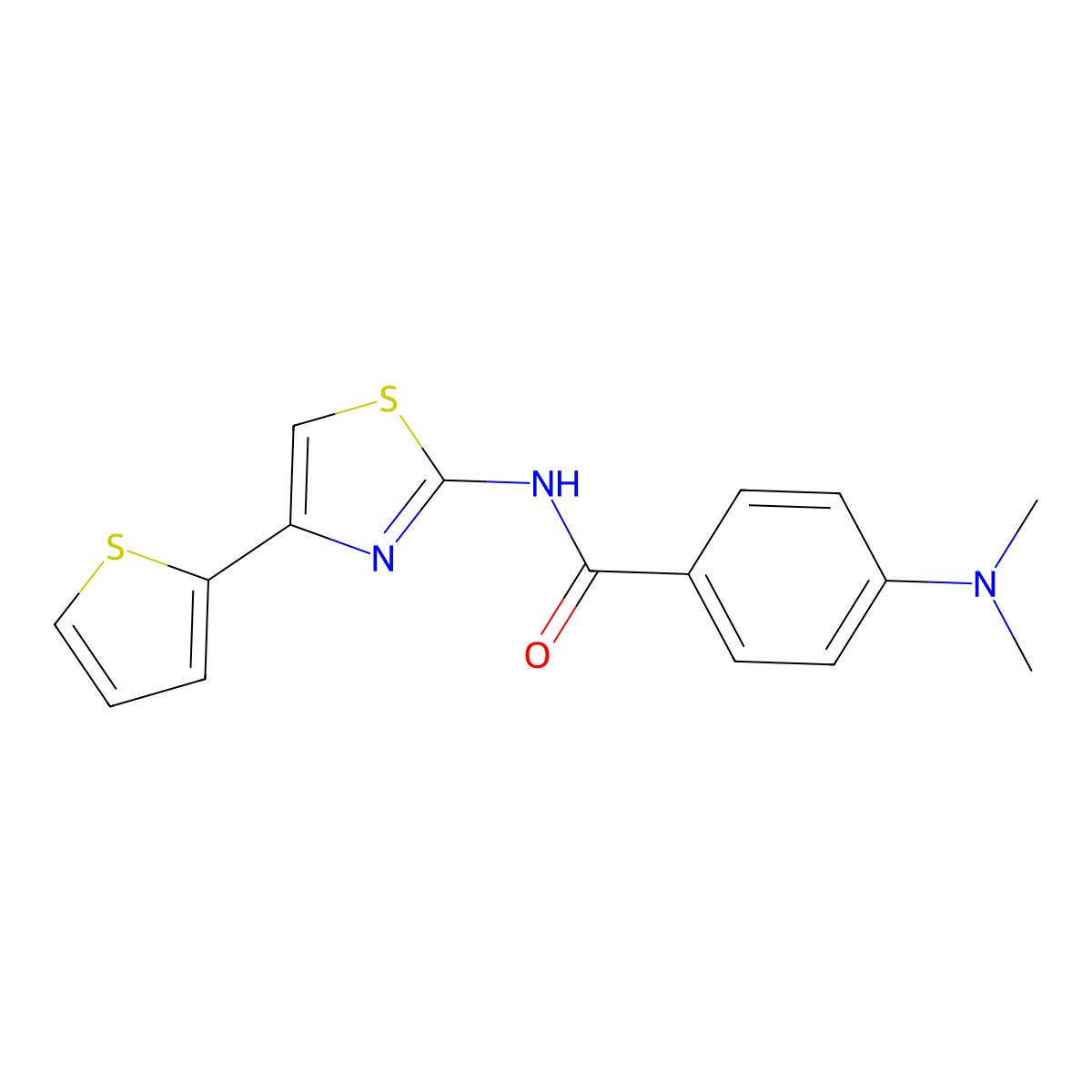 4-(dimethylamino)-N-(4-(thiophen-2-yl)thiazol-2-yl)benzamide molecular structure, CAS 476295-29-1