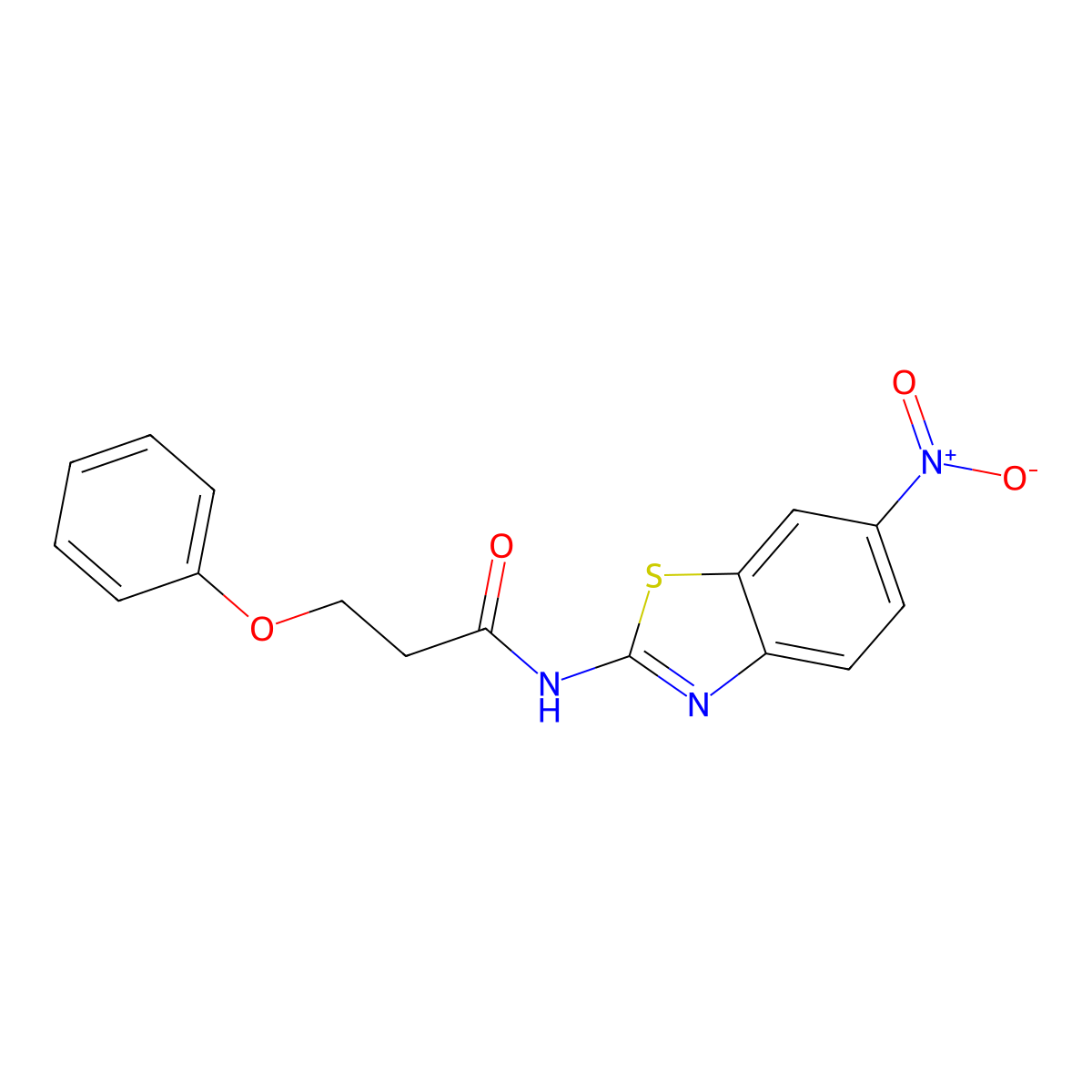 N-(6-nitro-1,3-benzothiazol-2-yl)-3-phenoxypropanamide molecular structure, CAS 476295-59-7