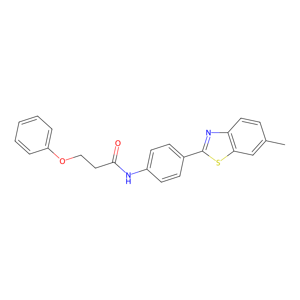 N-[4-(6-methyl-1,3-benzothiazol-2-yl)phenyl]-3-phenoxypropanamide molecular structure, CAS 476295-64-4