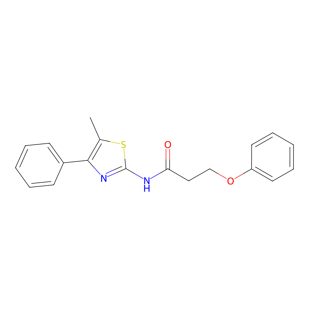 N-(5-methyl-4-phenyl-1,3-thiazol-2-yl)-3-phenoxypropanamide molecular structure, CAS 476295-71-3