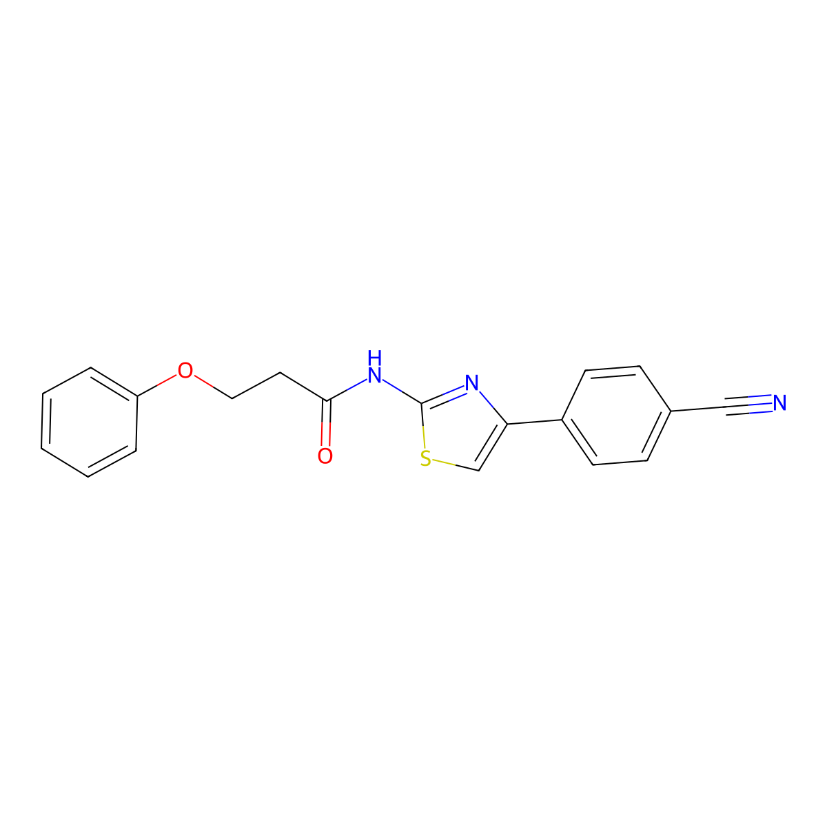 N-[4-(4-cyanophenyl)-1,3-thiazol-2-yl]-3-phenoxypropanamide molecular structure, CAS 476295-73-5