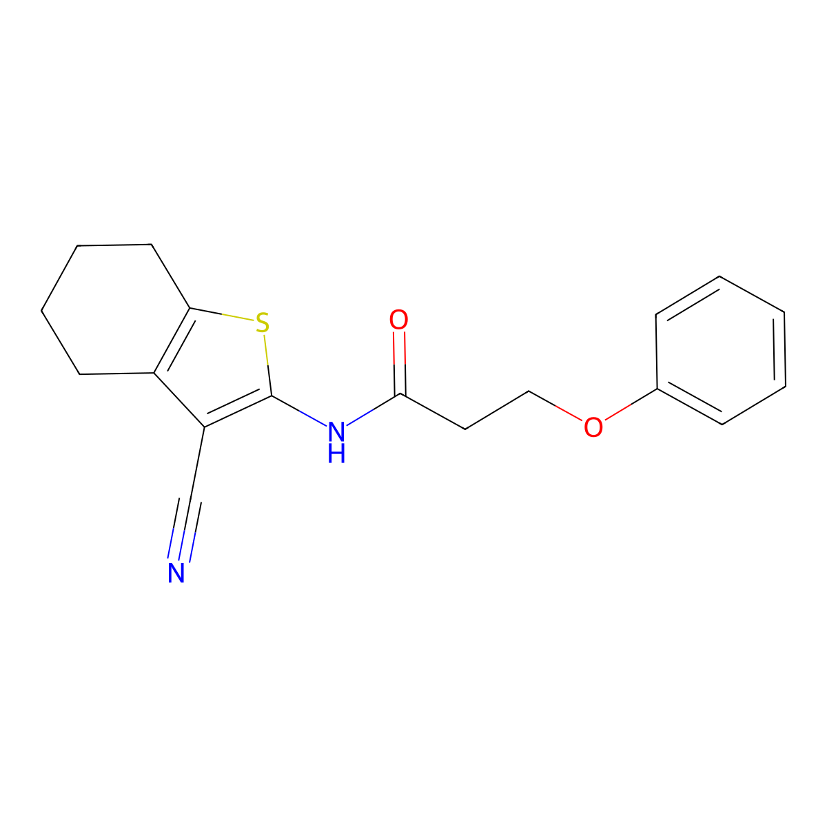 N-(3-cyano-4,5,6,7-tetrahydro-1-benzothiophen-2-yl)-3-phenoxypropanamide molecular structure, CAS 476295-80-4