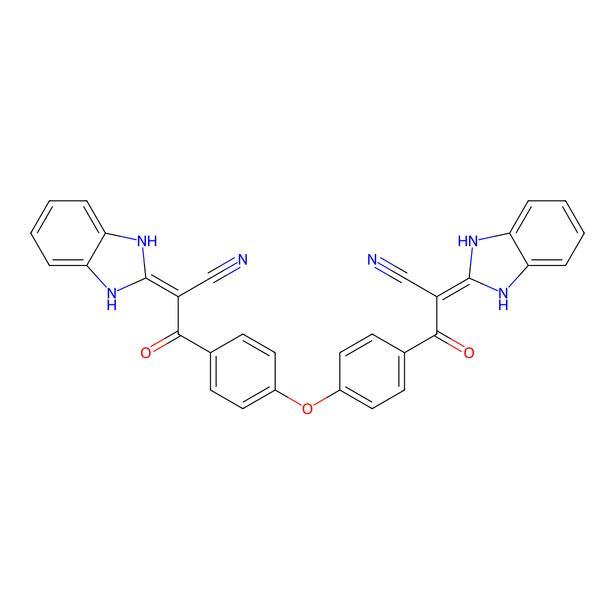 3-(4-{4-[2-cyano-2-(2,3-dihydro-1H-1,3-benzodiazol-2-ylidene)acetyl]phenoxy}phenyl)-2-(2,3-dihydro-1H-1,3-benzodiazol-2-ylidene)-3-oxopropanenitrile molecular structure, CAS 476296-03-4
