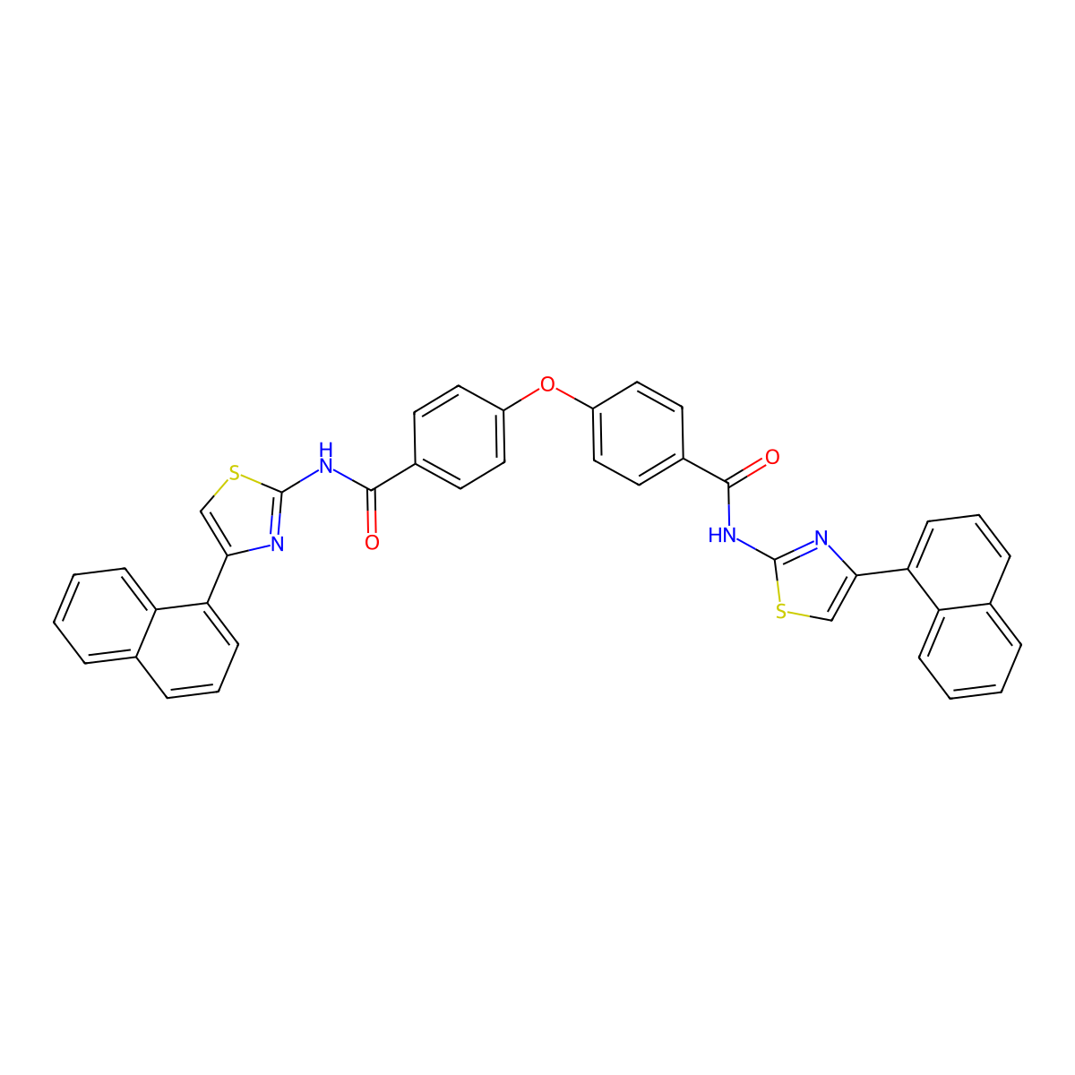 N-(4-naphthalen-1-yl-1,3-thiazol-2-yl)-4-[4-[(4-naphthalen-1-yl-1,3-thiazol-2-yl)carbamoyl]phenoxy]benzamide molecular structure, CAS 476296-12-5