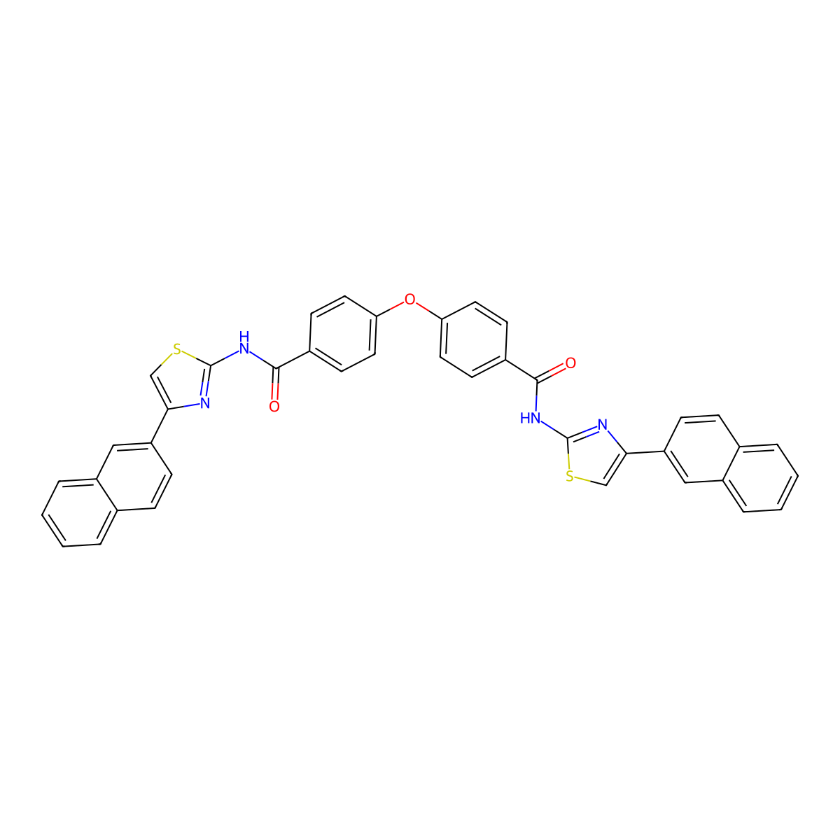 N-(4-naphthalen-2-yl-1,3-thiazol-2-yl)-4-[4-[(4-naphthalen-2-yl-1,3-thiazol-2-yl)carbamoyl]phenoxy]benzamide molecular structure, CAS 476296-13-6