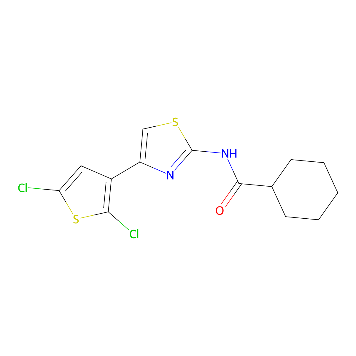 N-[4-(2,5-dichlorothiophen-3-yl)-1,3-thiazol-2-yl]cyclohexanecarboxamide molecular structure, CAS 476296-61-4