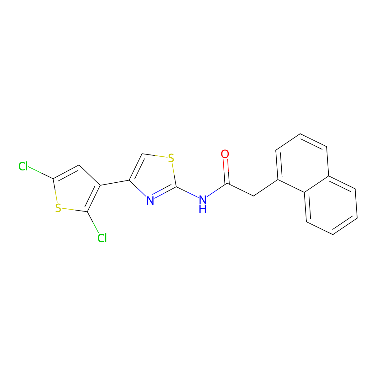 N-(4-(2,5-dichlorothiophen-3-yl)thiazol-2-yl)-2-(naphthalen-1-yl)acetamide molecular structure, CAS 476297-38-8