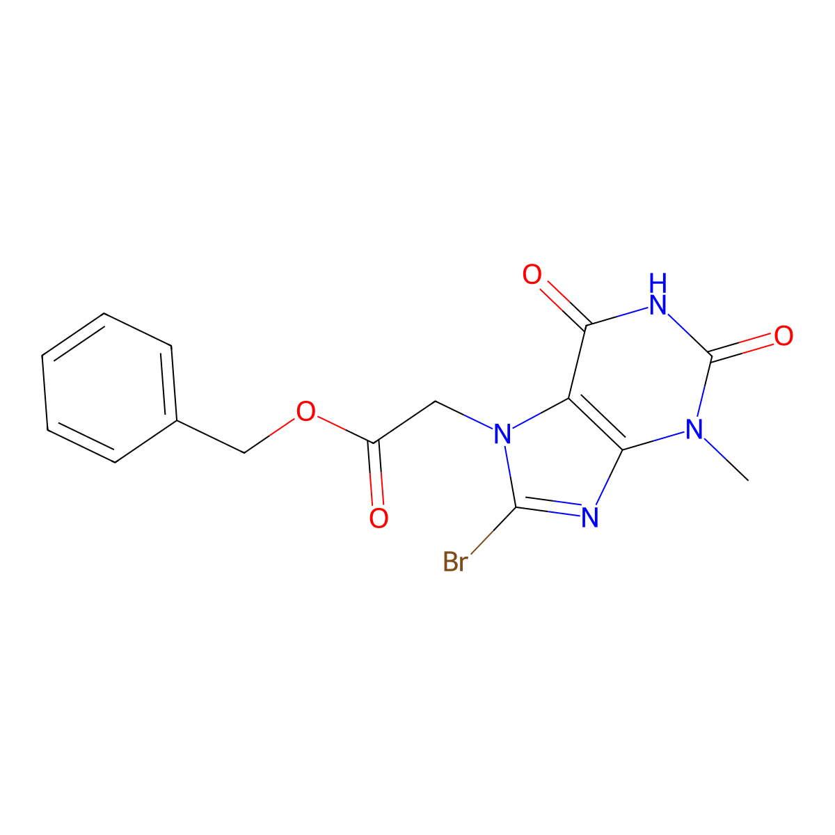 Benzyl 2-(8-bromo-3-methyl-2,6-dioxopurin-7-yl)acetate molecular structure, CAS 476297-52-6