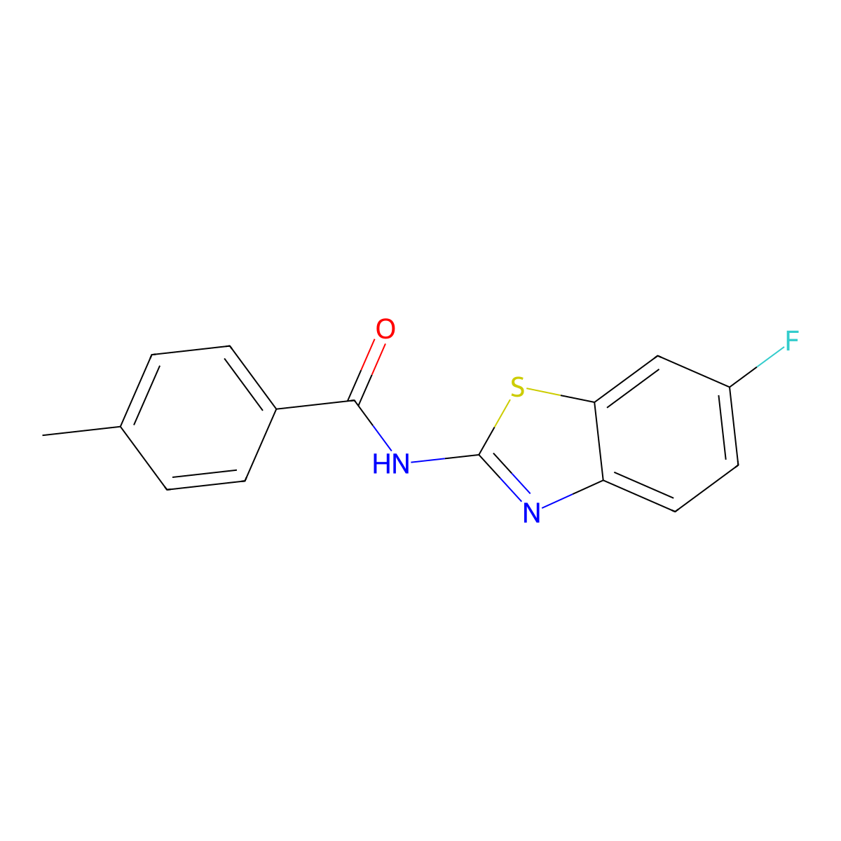 N-(6-fluoro-1,3-benzothiazol-2-yl)-4-methylbenzamide molecular structure, CAS 476297-61-7
