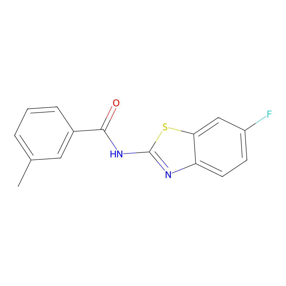 N-(6-fluoro-1,3-benzothiazol-2-yl)-3-methylbenzamide molecular structure, CAS 476297-62-8