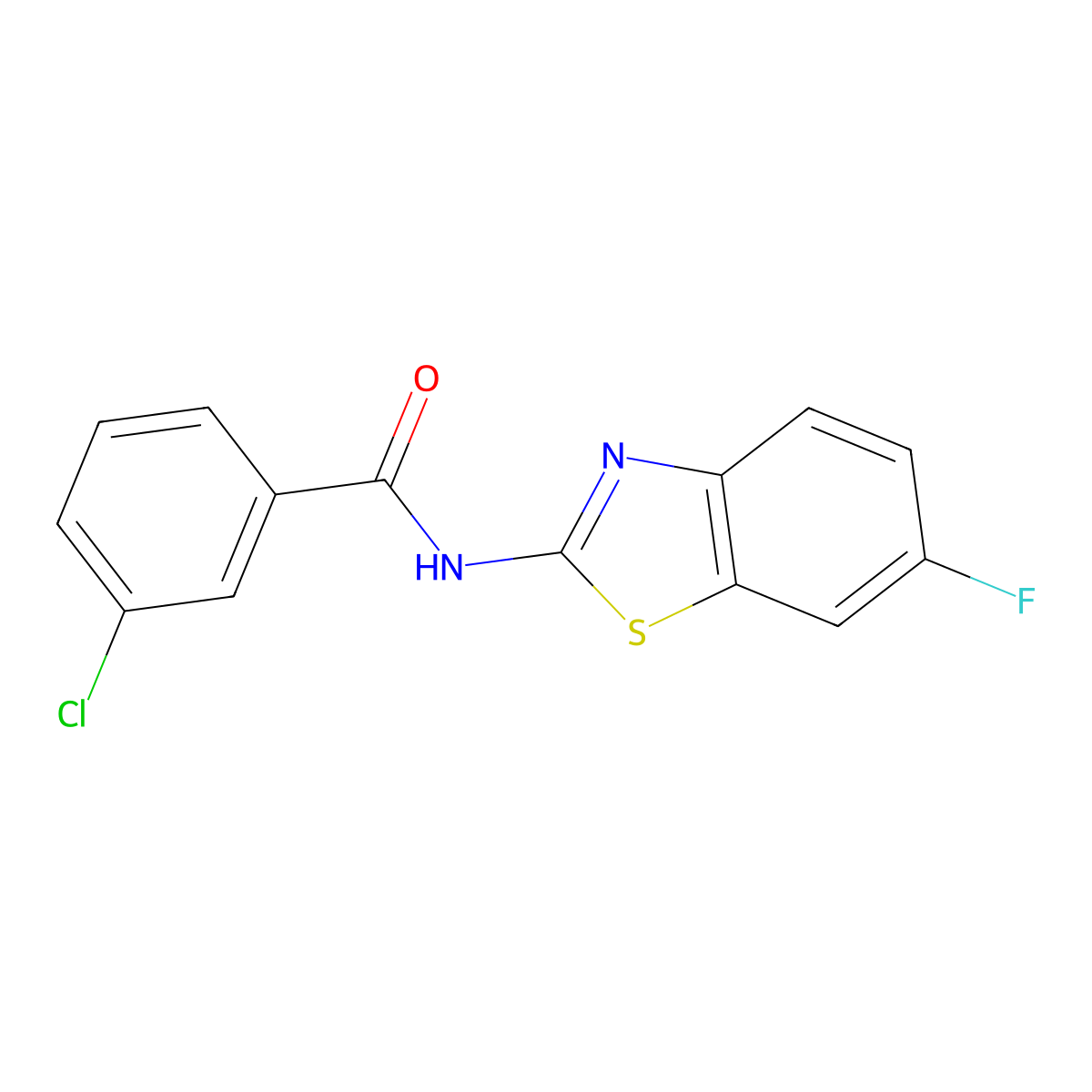 3-chloro-N-(6-fluoro-1,3-benzothiazol-2-yl)benzamide molecular structure, CAS 476297-64-0