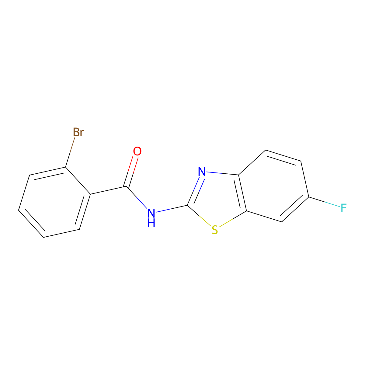 2-bromo-N-(6-fluoro-1,3-benzothiazol-2-yl)benzamide molecular structure, CAS 476297-70-8