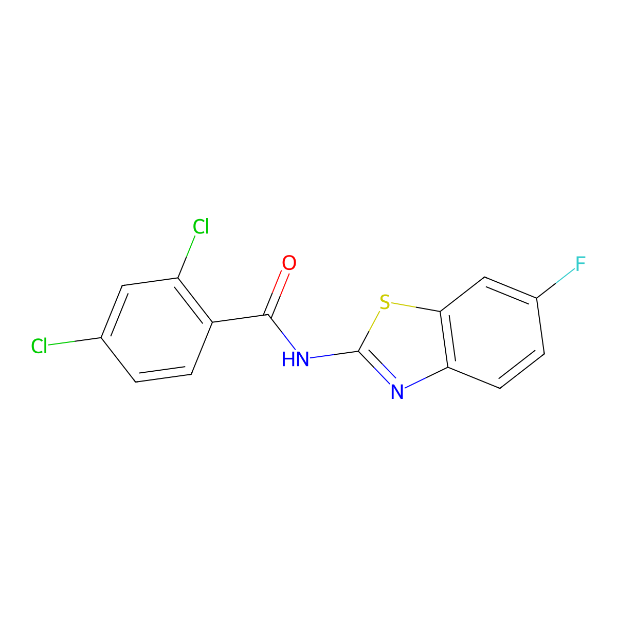 2,4-dichloro-N-(6-fluoro-1,3-benzothiazol-2-yl)benzamide molecular structure, CAS 476297-74-2
