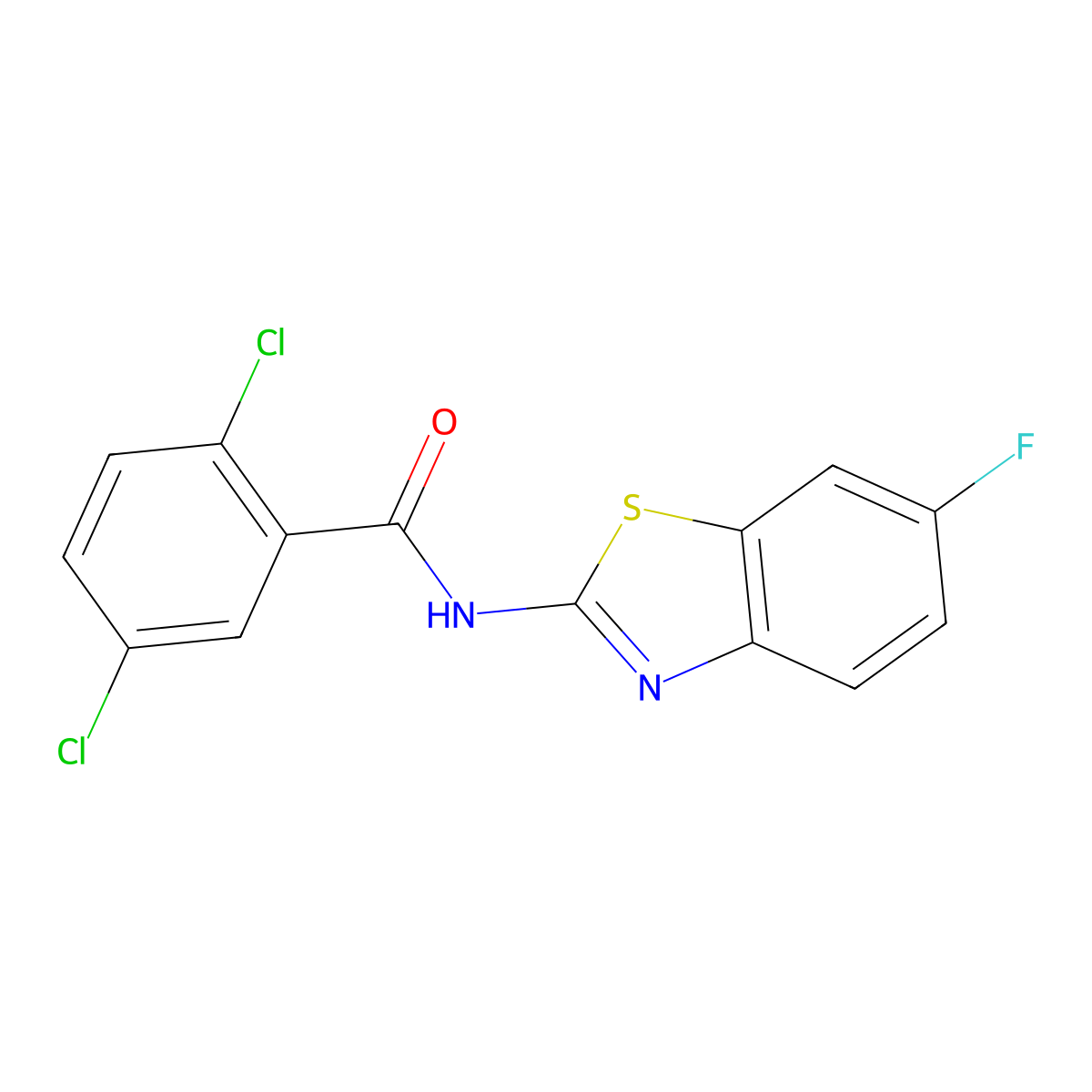 2,5-dichloro-N-(6-fluoro-1,3-benzothiazol-2-yl)benzamide molecular structure, CAS 476297-87-7